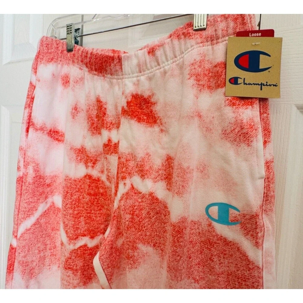 Champion Tie Dye Sweatpants Coral & White‎ Joggers Loose Fit Women's Size M